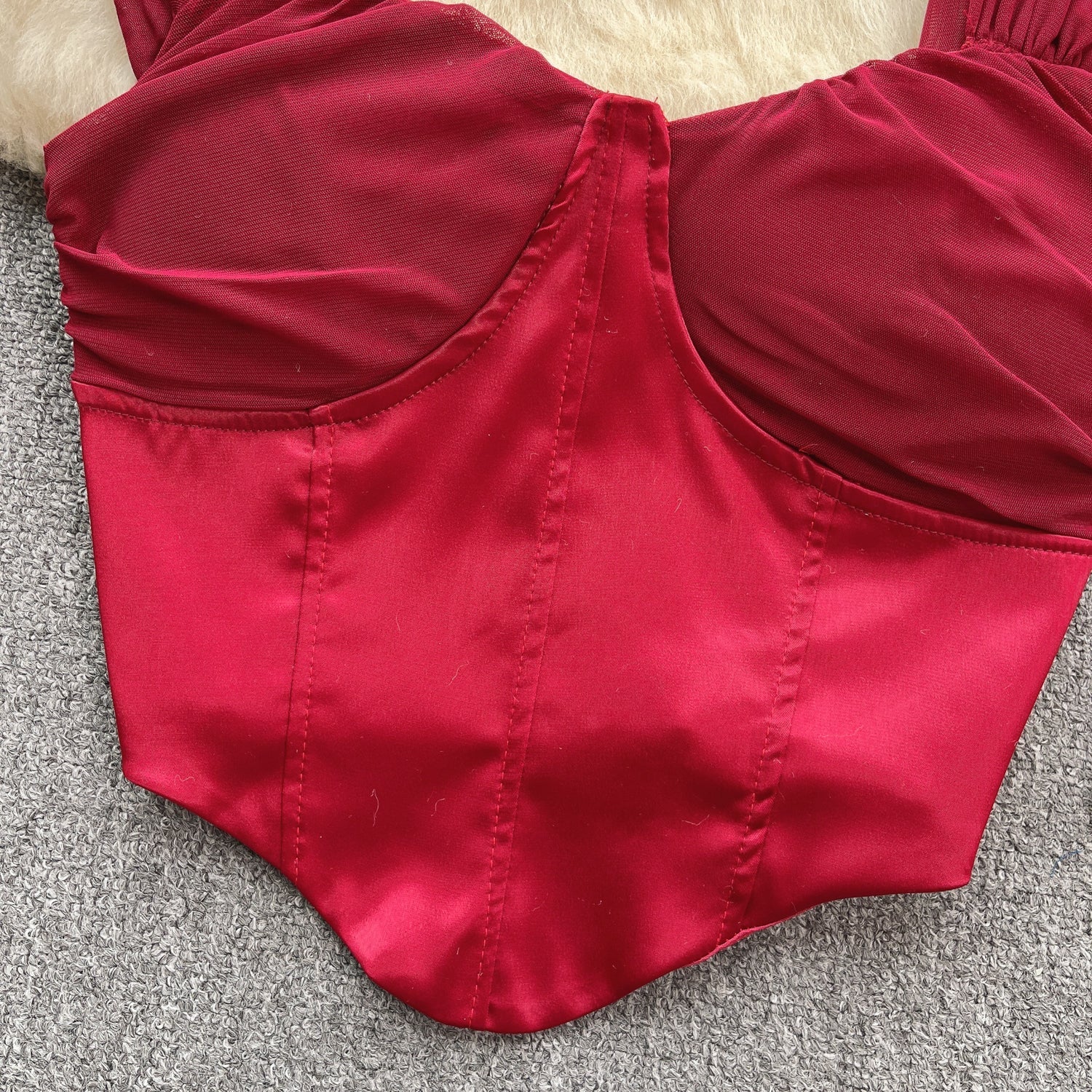 Mesh Patchwork Satin Padded Camisole