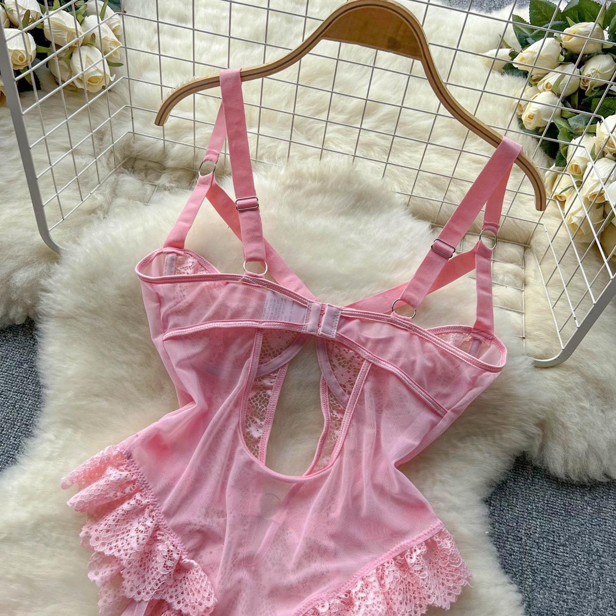 Lace See-through Low-cut Jumpsuit