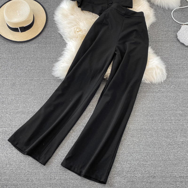 Camisole Short V-Neck Shirt Jacket Long Pants Three Piece