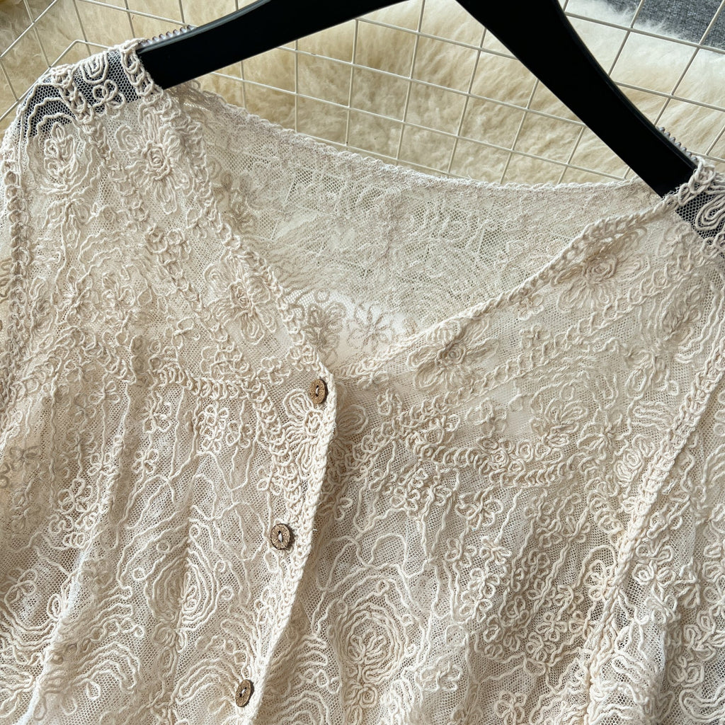 Cardigan&Camisole&Skirt Hollowed 3Pcs