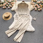 Cardigan&High-waisted Trousers Knitted 2Pcs