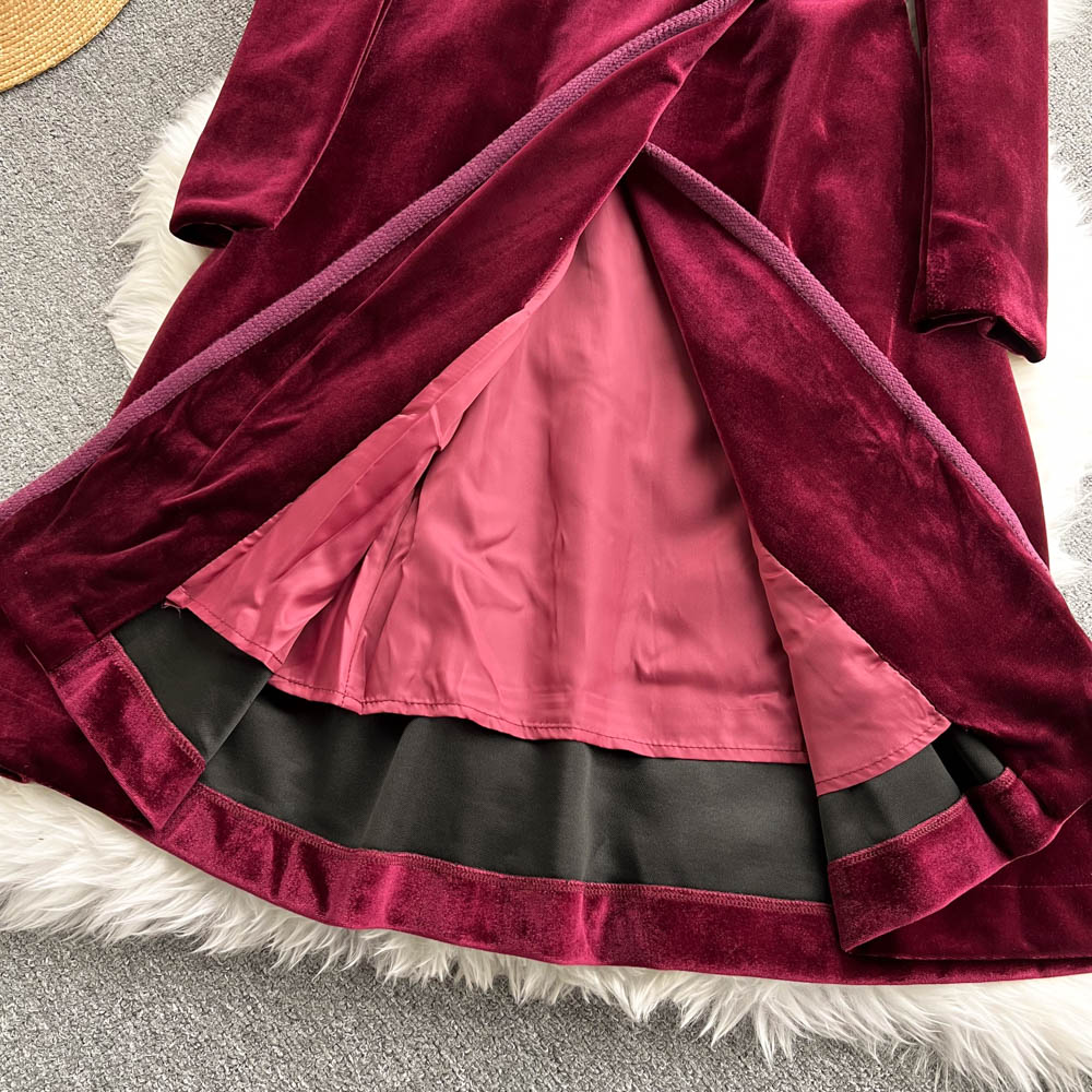 Velvet Dress With Suit Collar