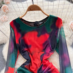 Swoosh Floral Printed Hip-wrapping Dress