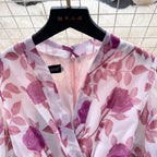 Vintage V-neck Long-sleeve Floral Dress