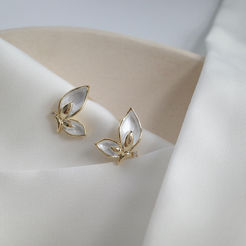 Silver Pin Light Butterfly Earrings