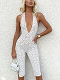Telnar Halterneck Lace Jumpsuit In White
