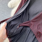 Pit-striped Lace-up Cardigan&Trousers 2Pcs