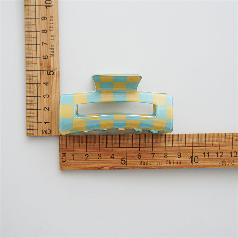 Colorful Checkerboard Hair Claws