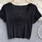 Short Sleeve Solid Colour Stretch T-shirt