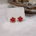 Silver Pin Floral Stud Earrings