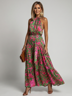 Imani | Halter Midi Dress with Tiered Skirt