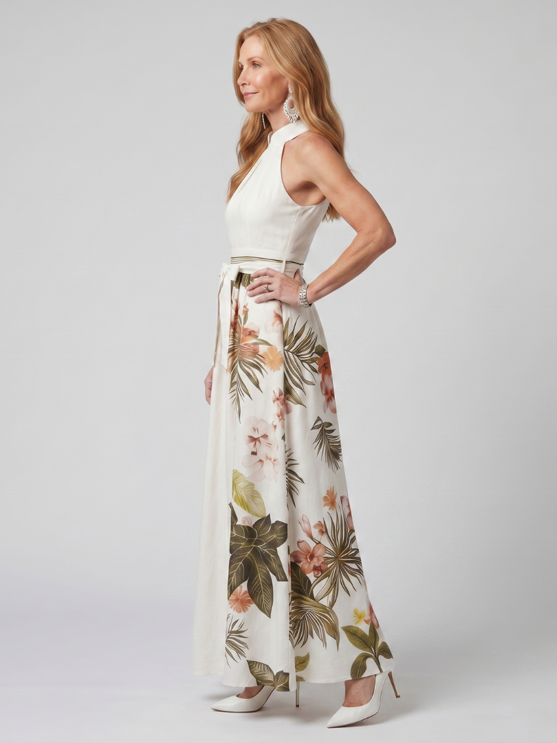 Imani | Halter Maxi with Botanical Panel