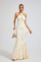 Ritera Raw White Strapless Maxi Dress
