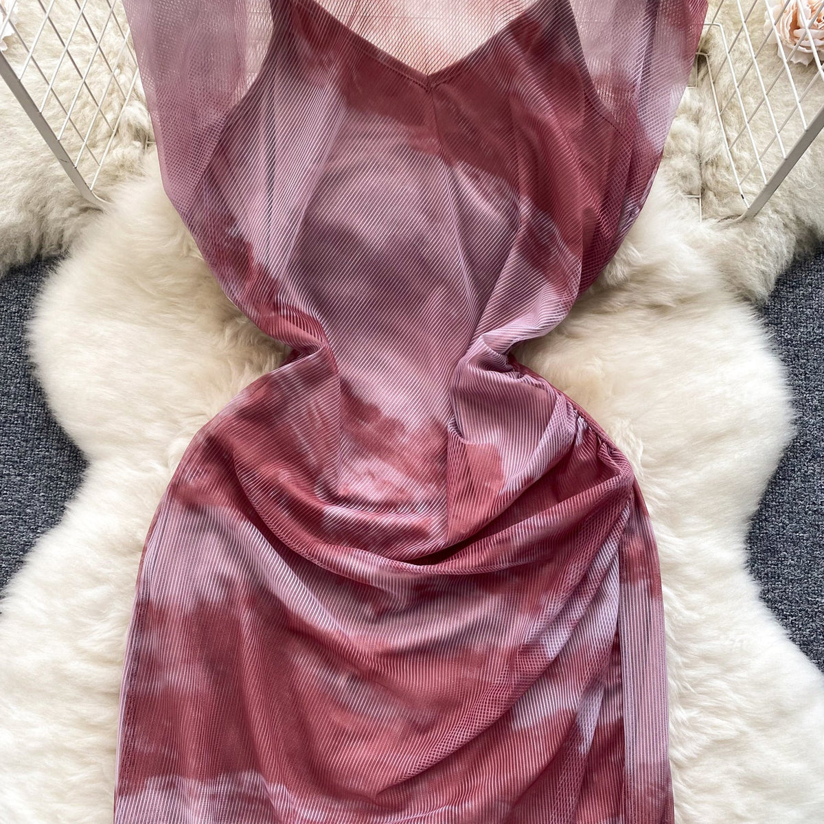 Ink Swooshed Printing 2Pcs Dress