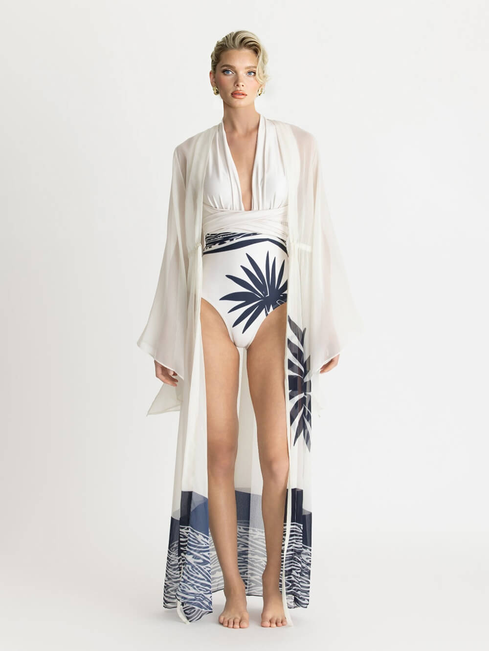 Sexy Palm Tree Print One-Piece Swimsuit