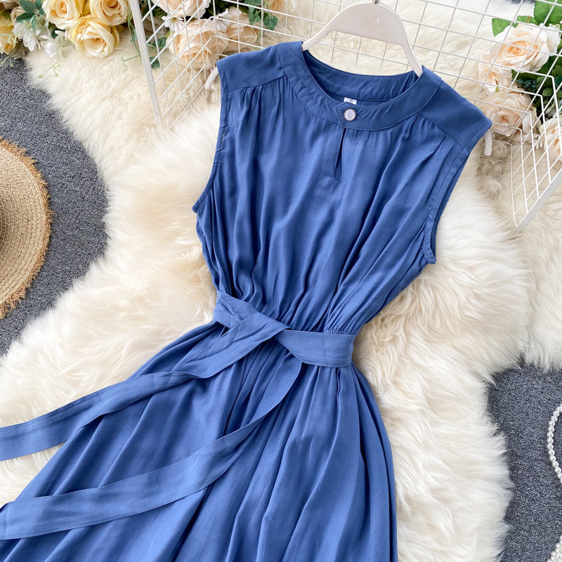 Hollow Crew Neck Sleeveless Tank Dress
