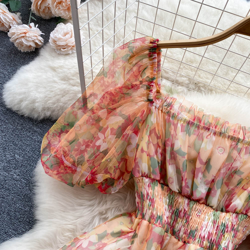 Mesh Chiffon Floral Dress