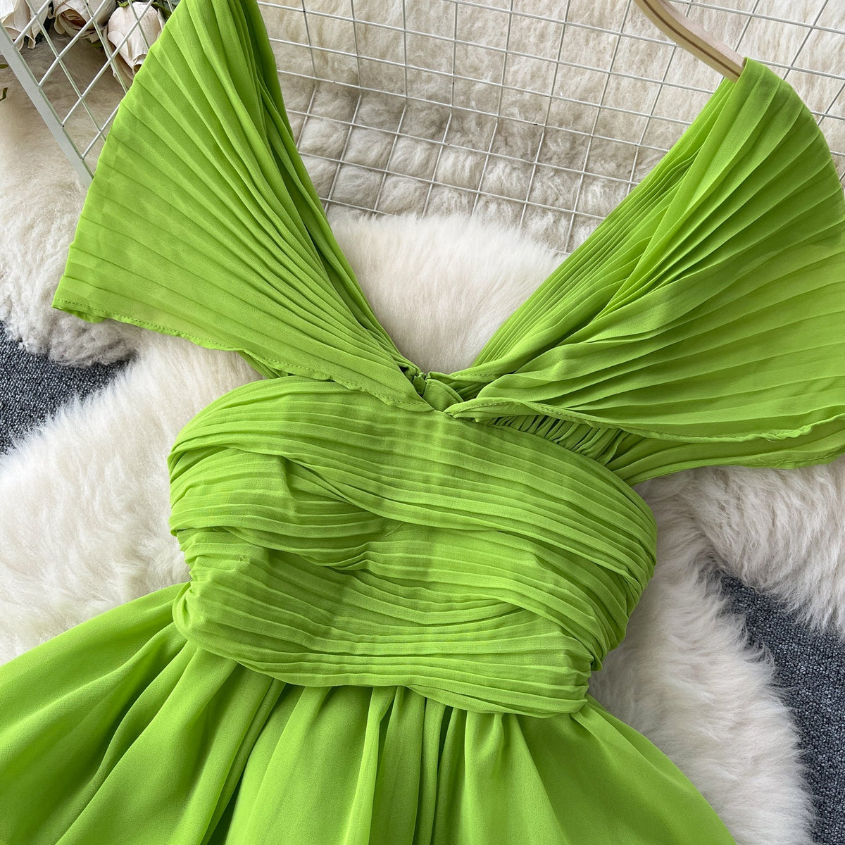 Pleated Top&Trousers Chiffon 2Pcs