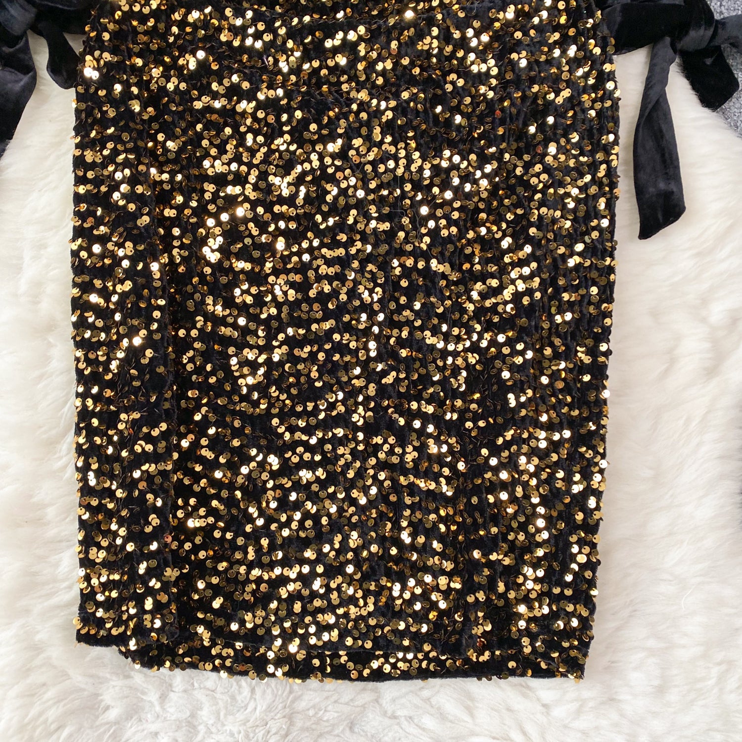 Elegant Sequin Patchwork Velvet Dress
