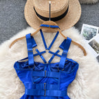 Unique Design Lace-up Hollowed Bodysuit