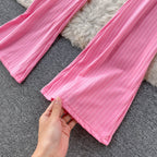 Stylish Candy-colored Flared Trousers