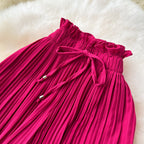 Solid Color Pleated Wide-leg Trousers