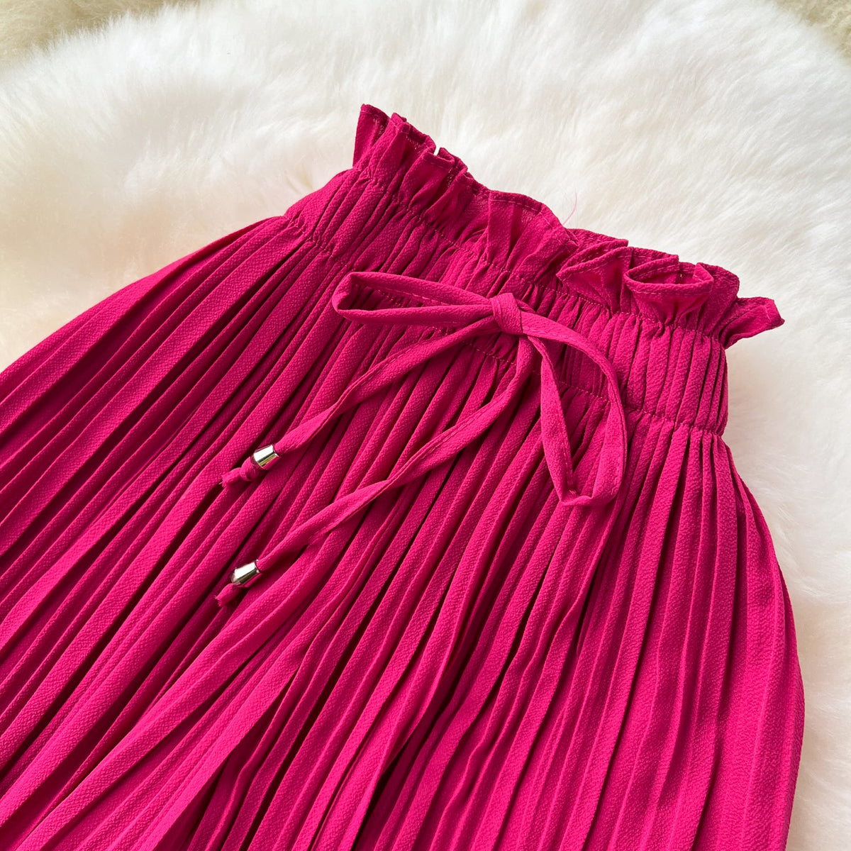 Solid Color Pleated Wide-leg Trousers