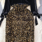 Elegant Sequin Patchwork Velvet Dress
