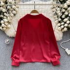 Elegant Solid Color Satin Shirt