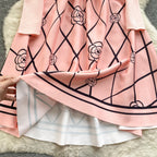 Faux Two-pieces Rhomboid Printed Dress