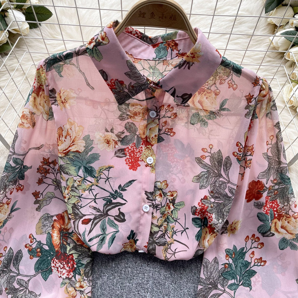 Vintage Floral Printed Loose Shirt