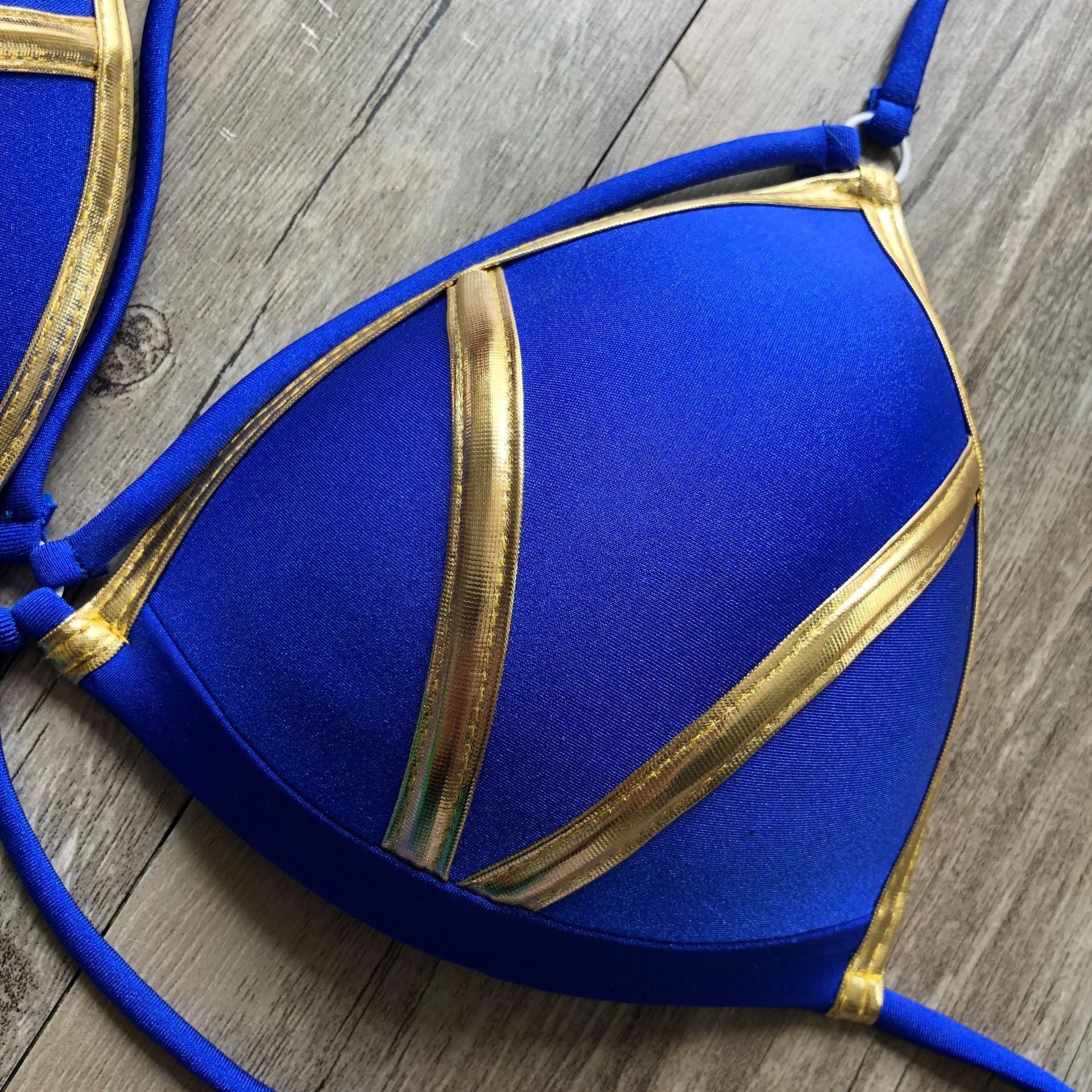 Stamping Patchwork Strappy Bikini