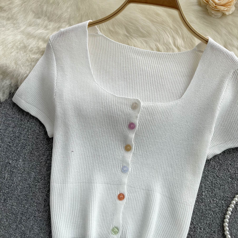 Short Sleeve Solid Colour Stretch T-shirt