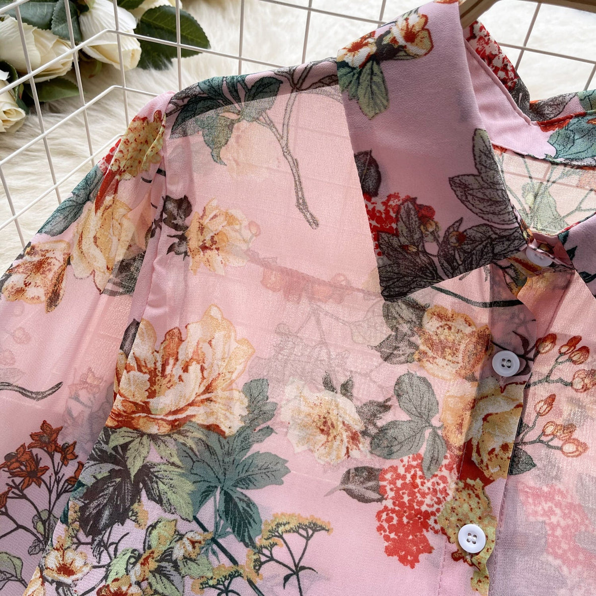 Vintage Floral Printed Loose Shirt