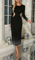 Rigby Crystal Embellished Cutout Midi Dress In Black