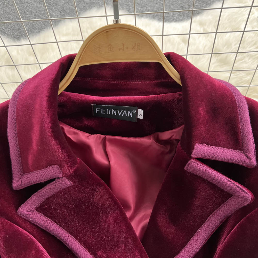 Velvet Dress With Suit Collar
