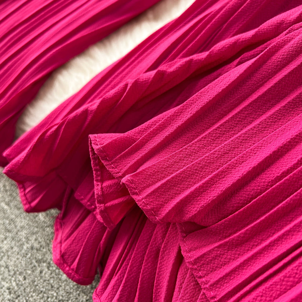 Solid Color Pleated Wide-leg Trousers