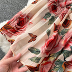 V-neck Waistband Ruffle Dress