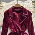 Velvet Dress With Suit Collar