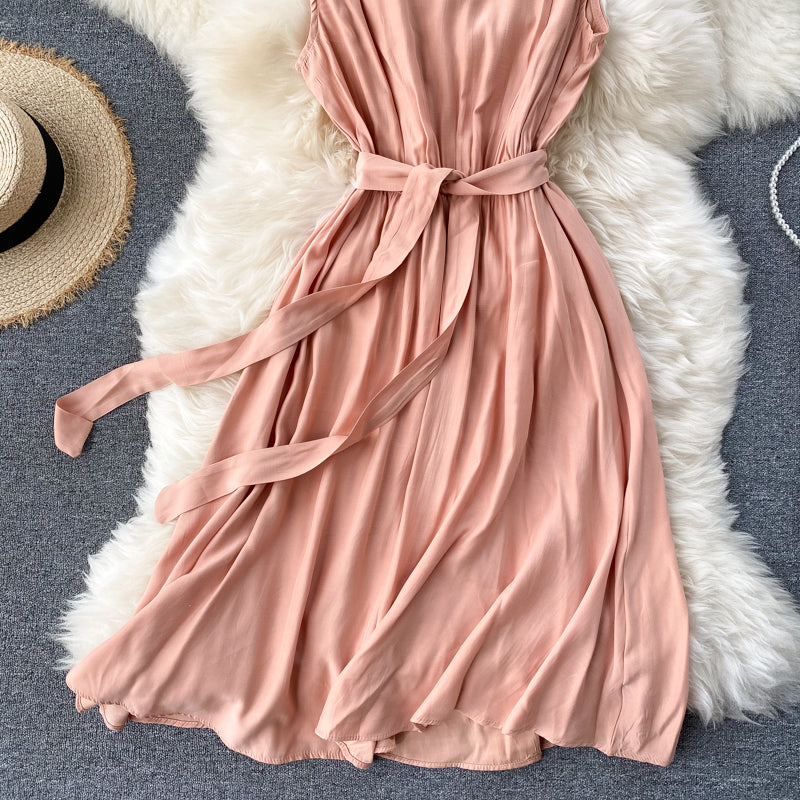Hollow Crew Neck Sleeveless Tank Dress