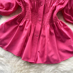 Niche Puffy Sleeve Pleated Shirt