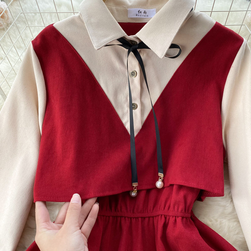 Fake Two-piece Shirt Dress