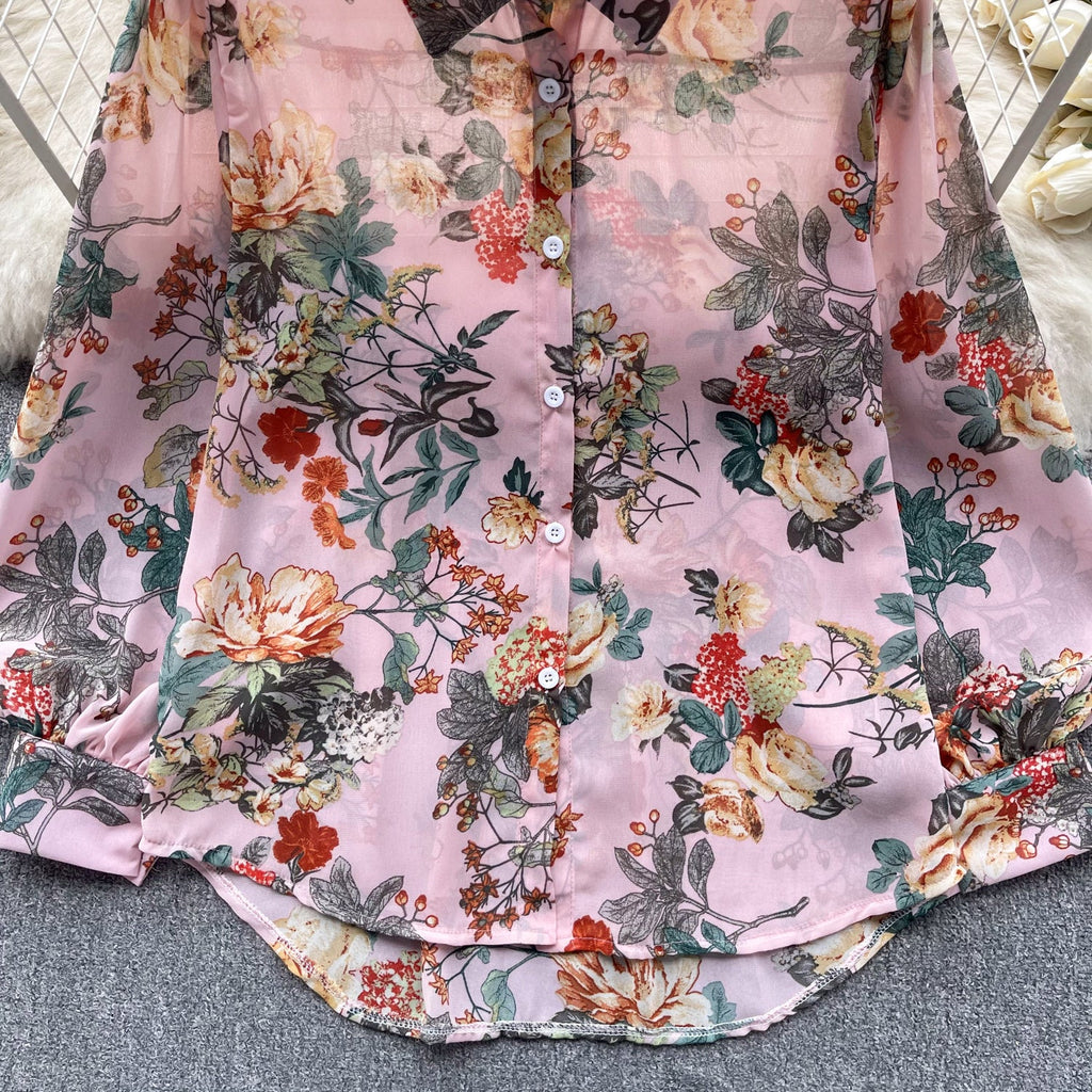 Vintage Floral Printed Loose Shirt