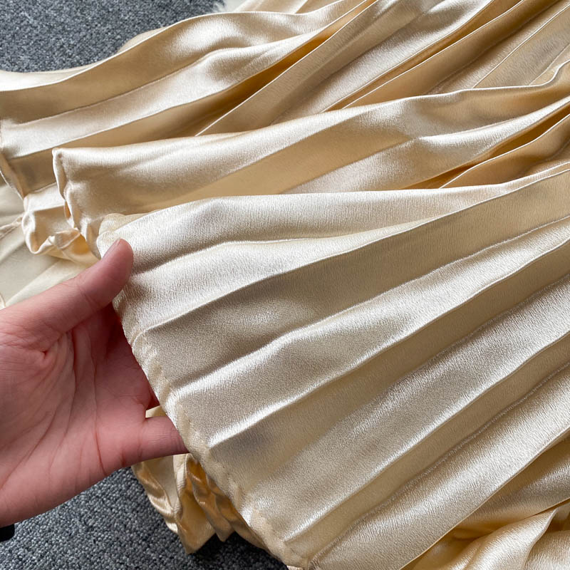 Pressed Pleated Mid-length A-line Skirt
