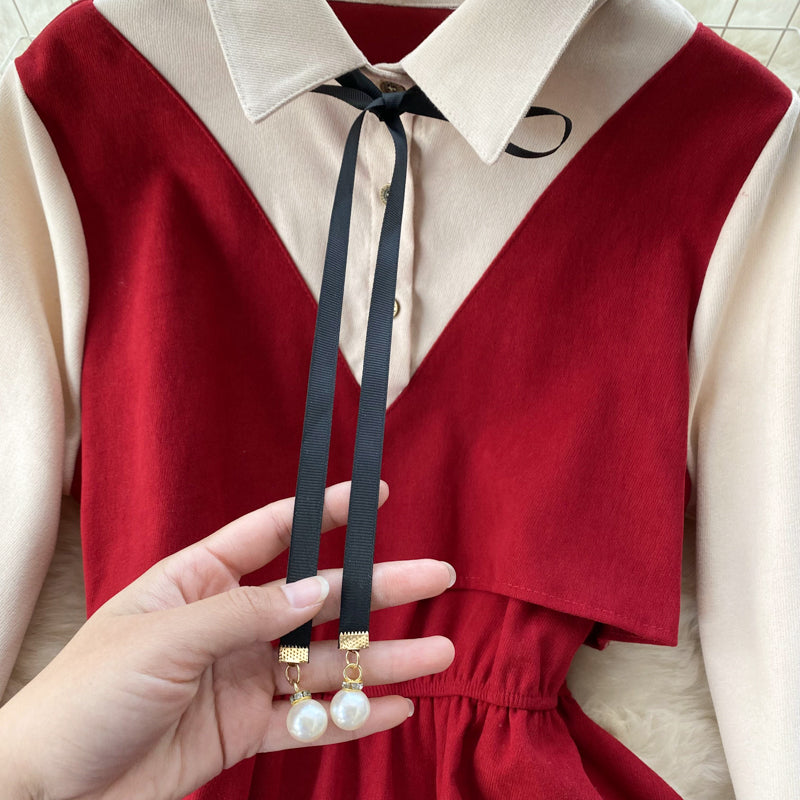 Fake Two-piece Shirt Dress