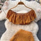 Polka Dot Print Top&Skirt 2Pcs Set