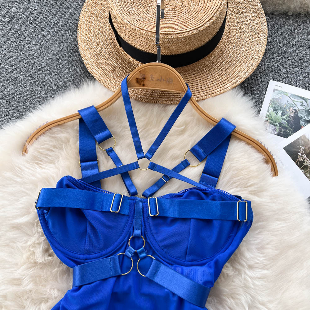 Unique Design Lace-up Hollowed Bodysuit