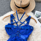 Unique Design Lace-up Hollowed Bodysuit