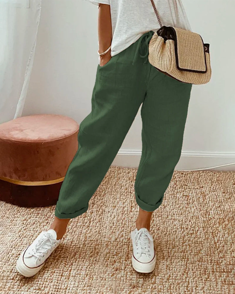 Aisha | Elastic-Waist Fluid Pants
