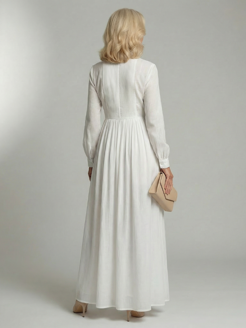 Long Sleeve Button-Front Maxi Dress